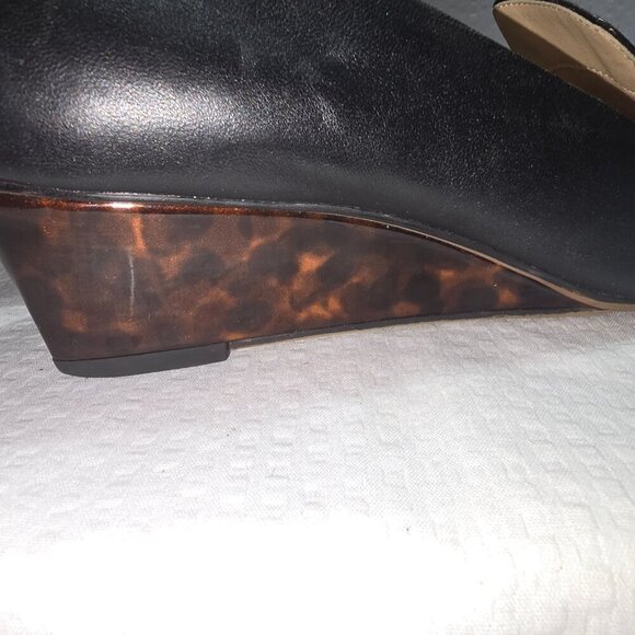 FRANCO SARTO BLACK PUMP WITH WEDGED TORTOISE HEEL LEATHER UPPER WOMENS SIZE 8.5 - Picture 10 of 10